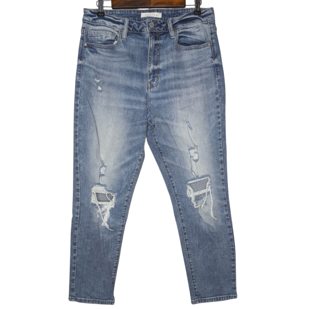 Eunina Women's Tobi Super High Rise Mom Jean Ankle Distressed Jeans Size 15
